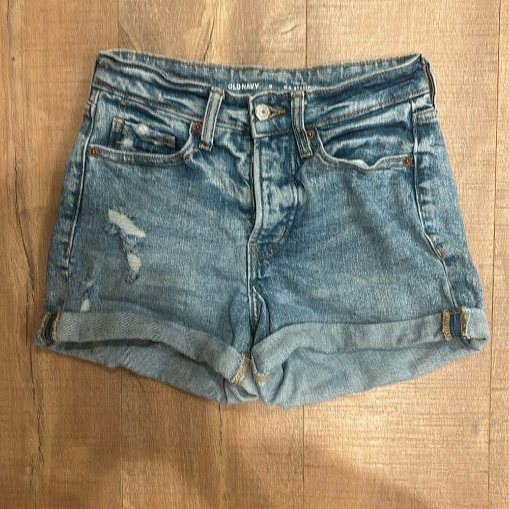 High rise cuffed Jean shorts O.G. Straight secret smooth pockets old navy